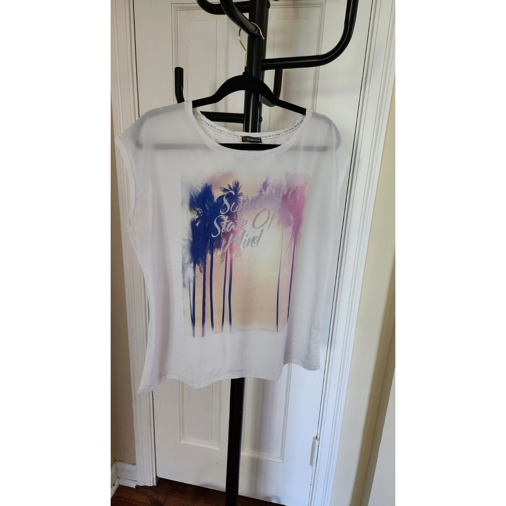 Street One Womens Top White With Print Size L